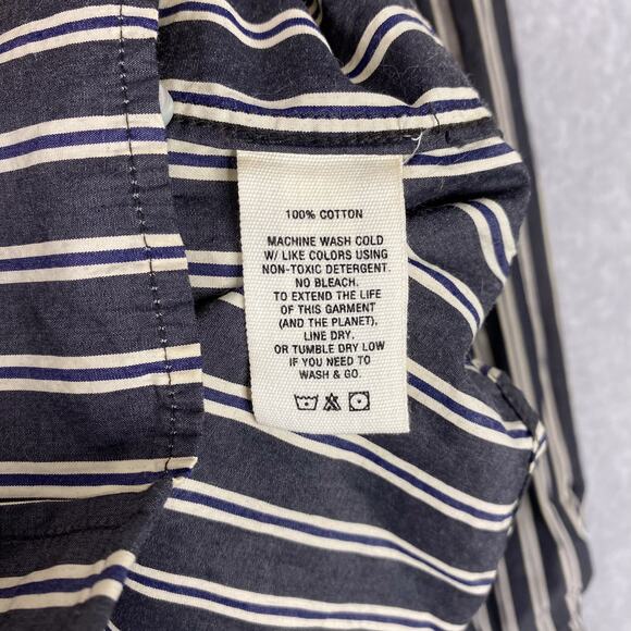 Alex Mill Mens S Black Ivory Mill Shirt in Halo Stripe Long Sleeve Button Up - Picture 6 of 6